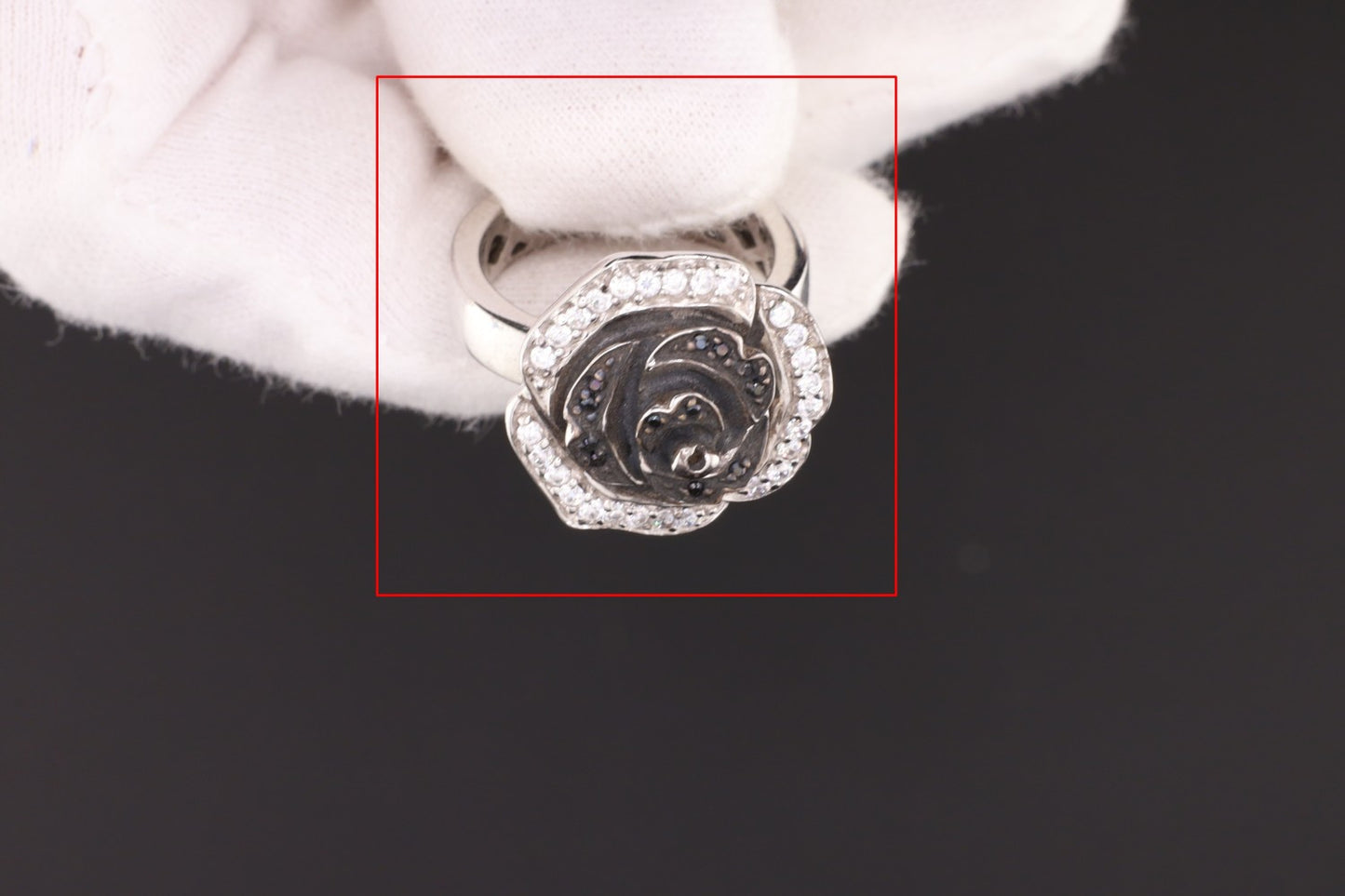 Ring Rose schwarz oxydiert - Größe / Maß 56