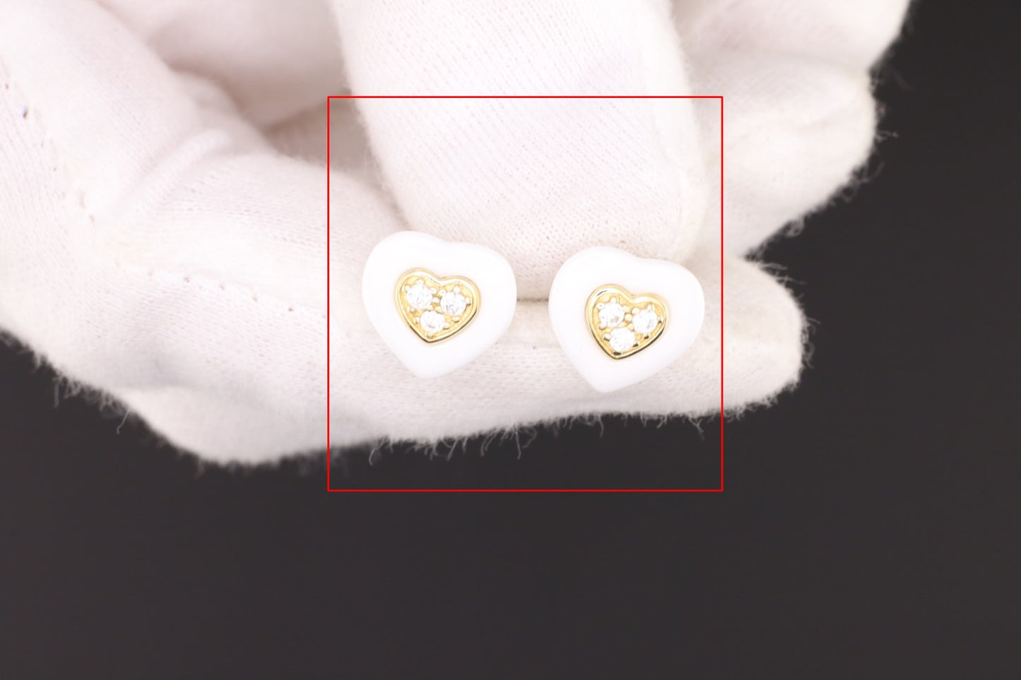 Ohrste Herz Kerami Zirkonia wei