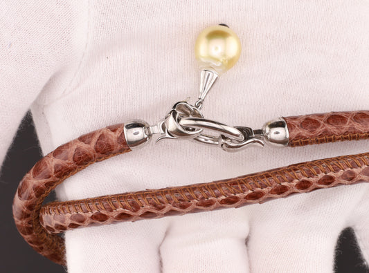 Armband Leder braun Perle