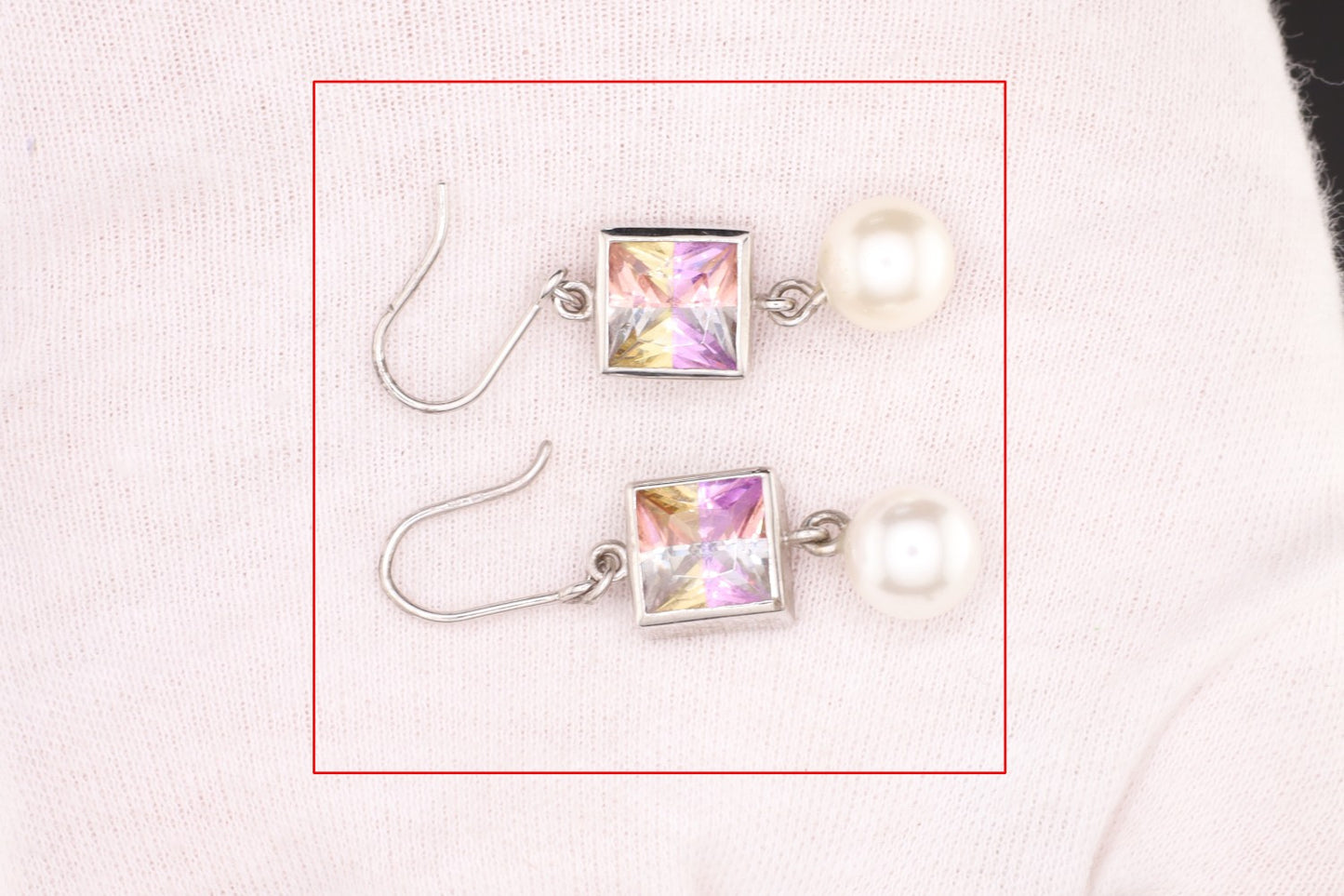 Ohrhaken Zirkonia bunt