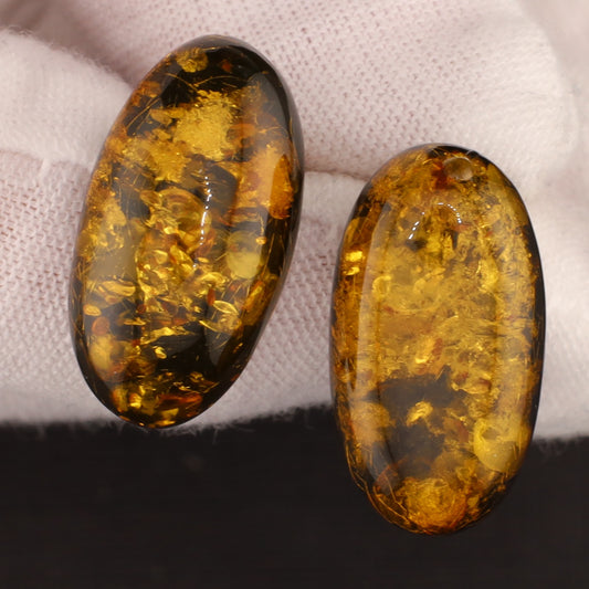 Ohrclip Bernstein grün