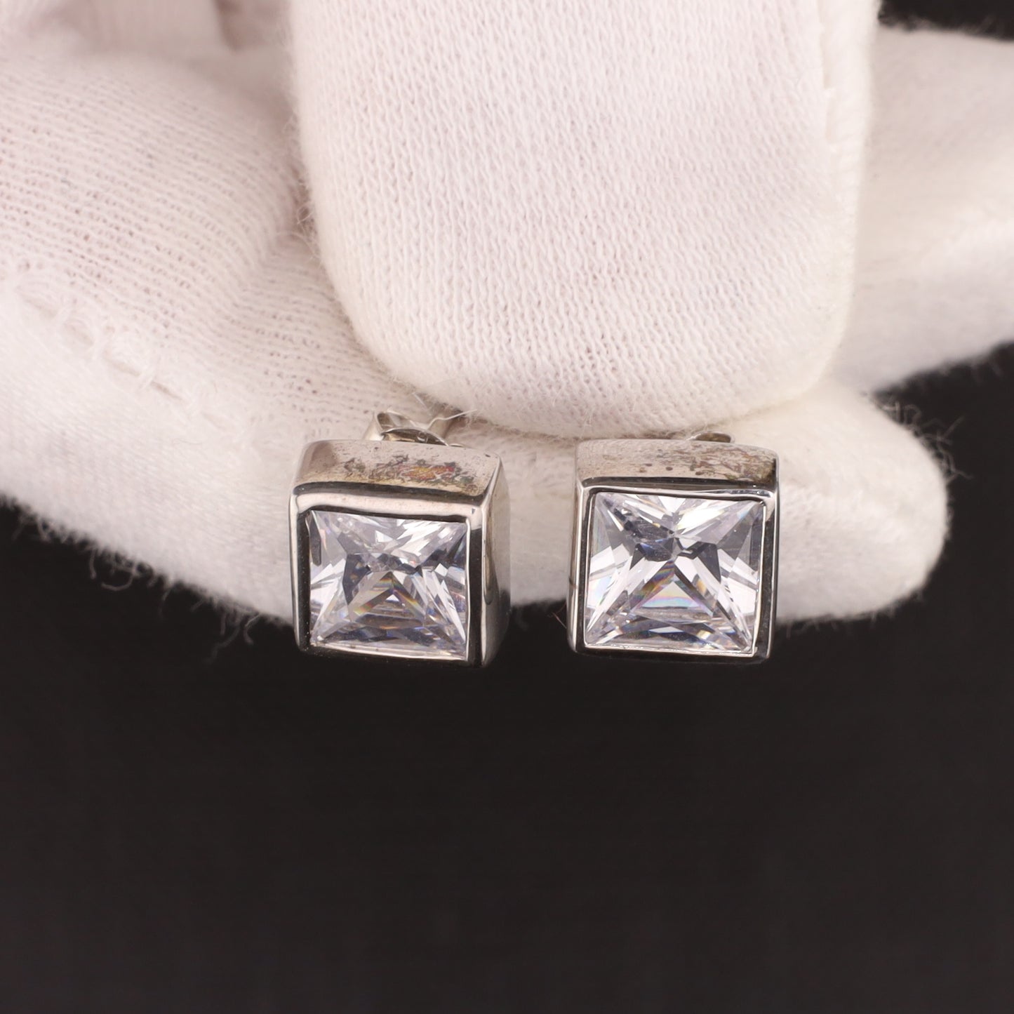 Ohrstecker Stein eckig