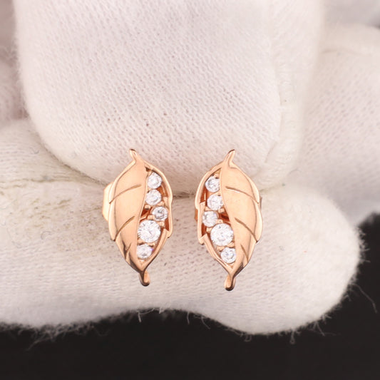 Ohrstecker Blatt rose. Zirkonia