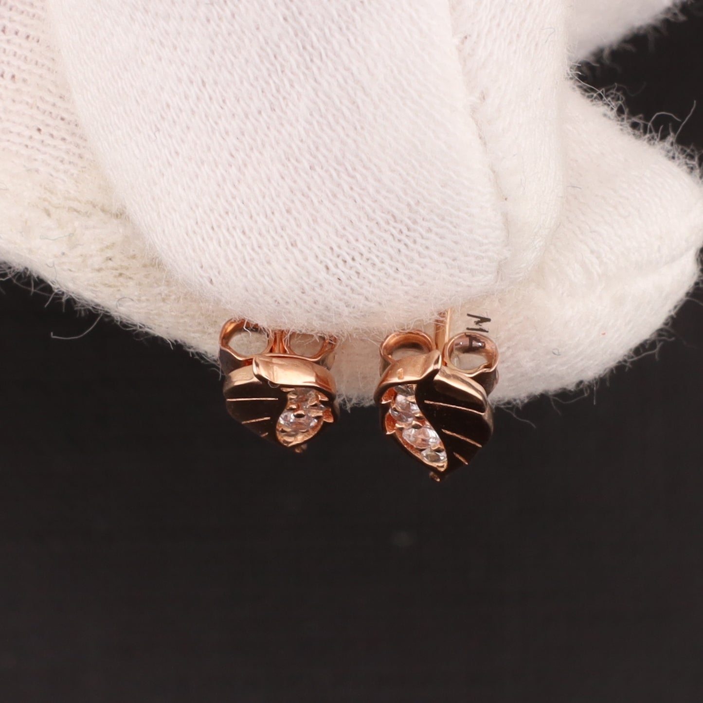 Ohrstecker Blatt rose. Zirkonia