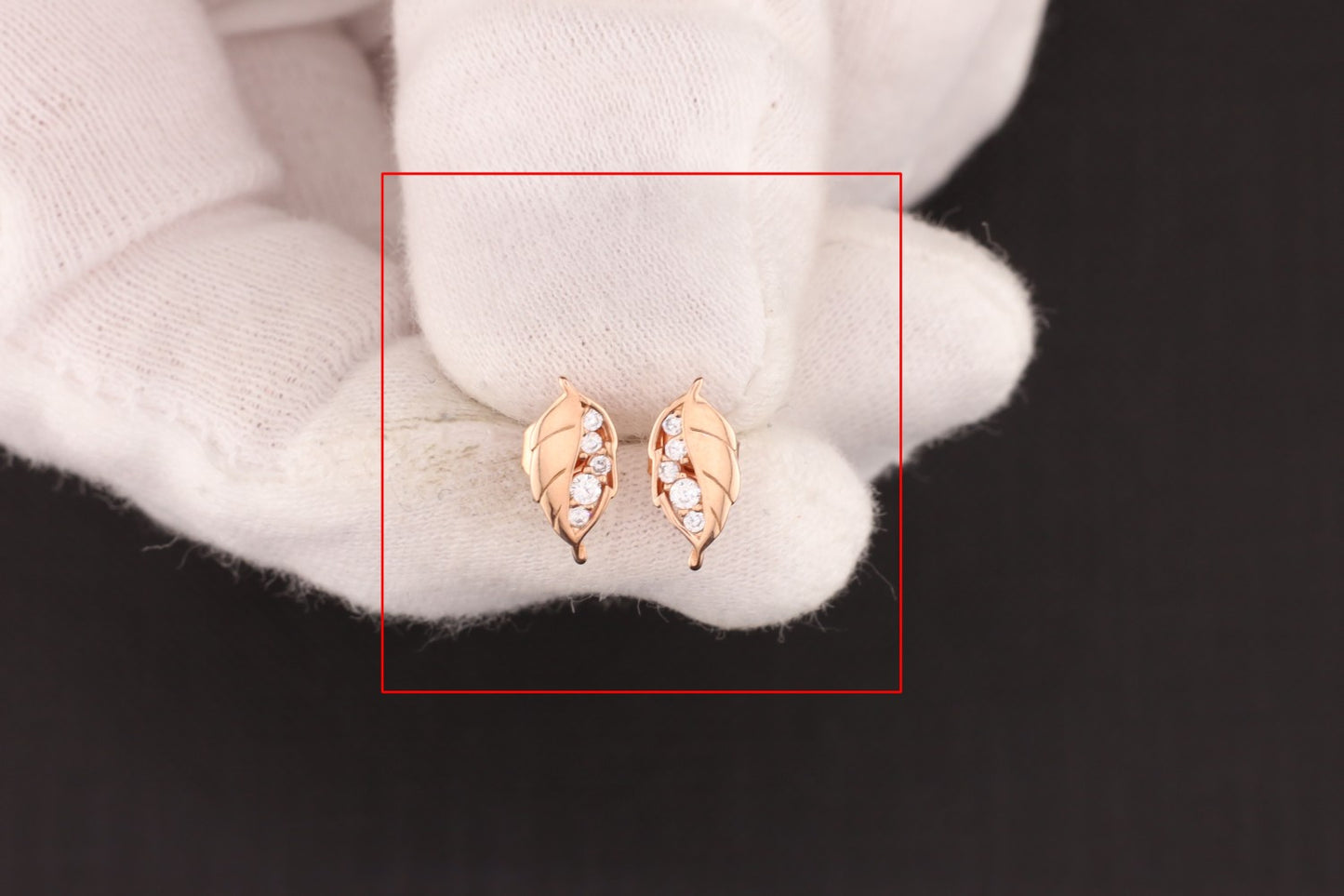 Ohrstecker Blatt rose. Zirkonia