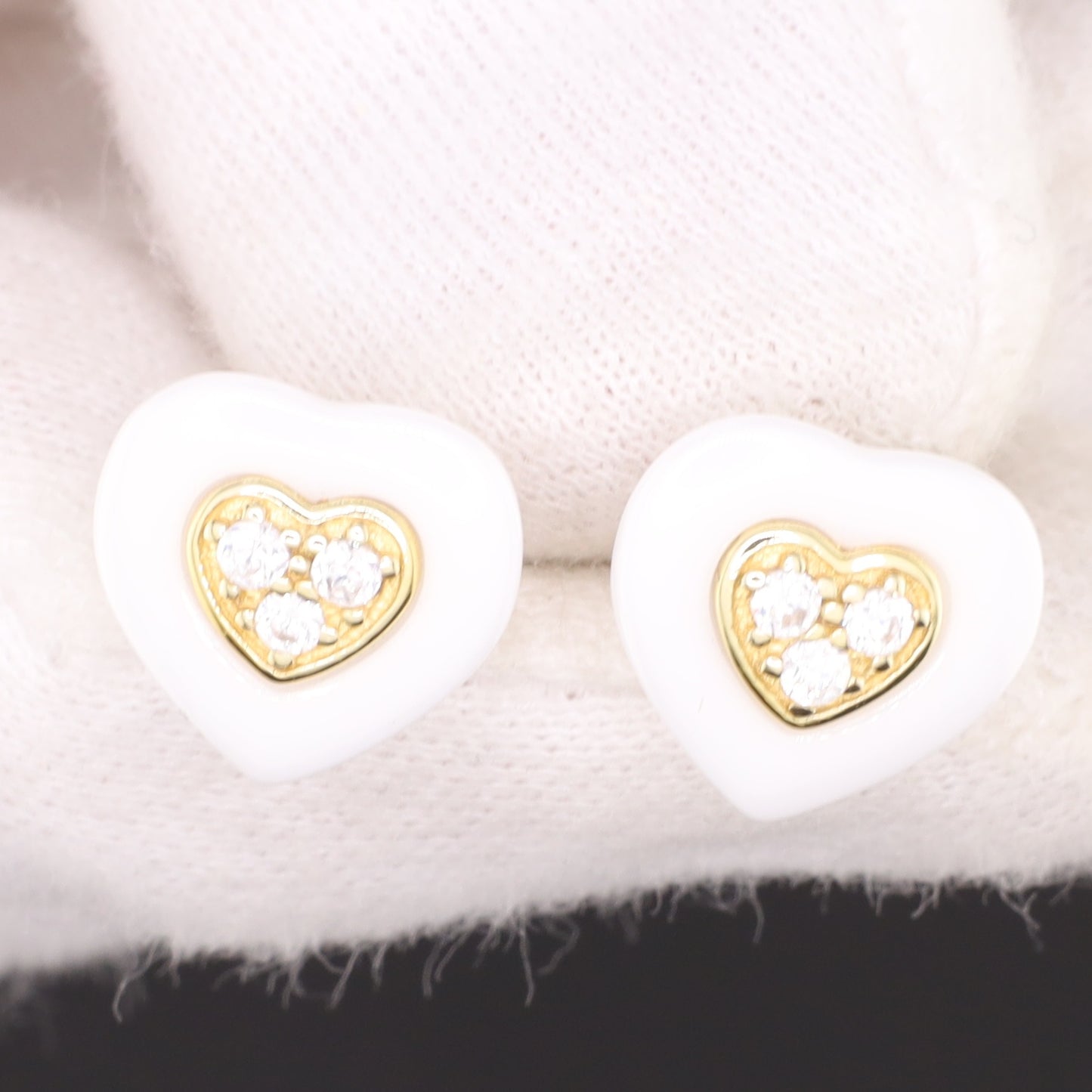 Ohrste Herz Kerami Zirkonia wei