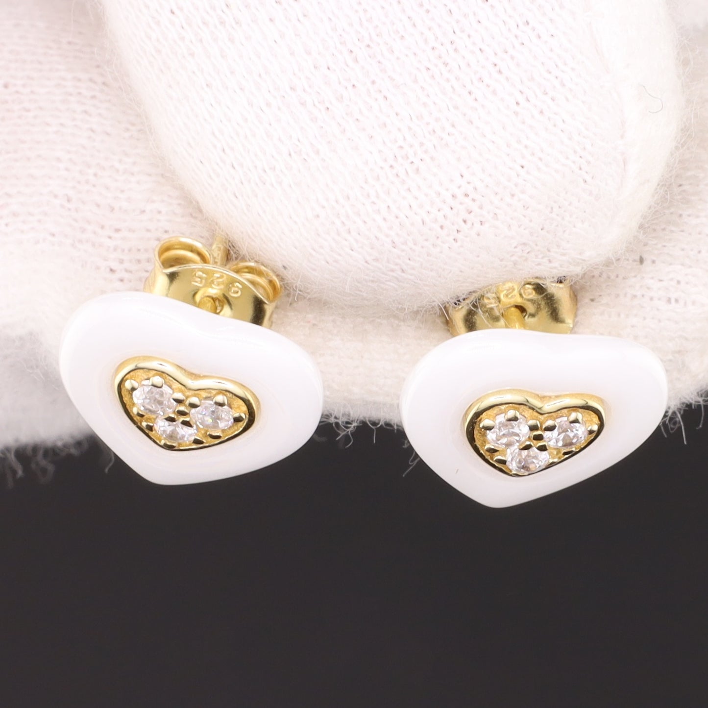 Ohrste Herz Kerami Zirkonia wei