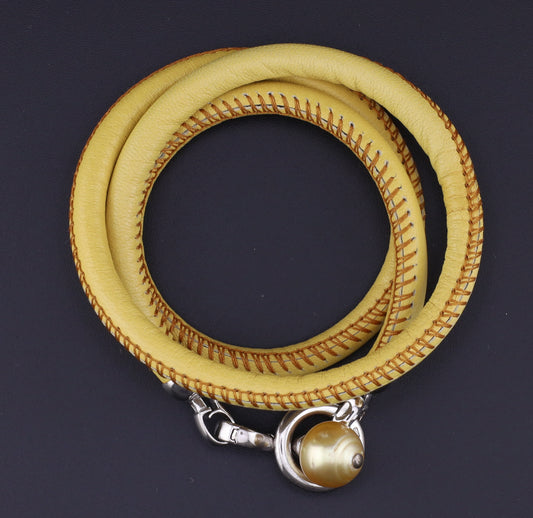 Armband Leder braun Perle